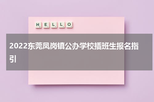 2022东莞凤岗镇公办学校插班生报名指引