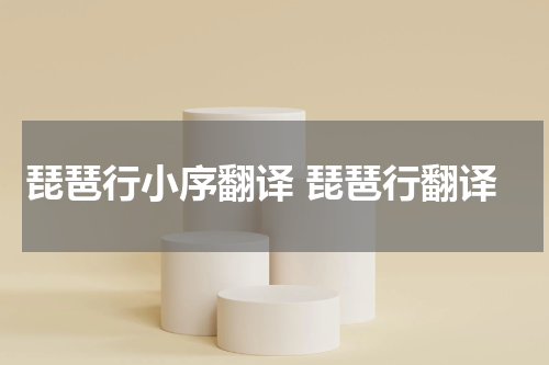 琵琶行小序翻译 琵琶行翻译