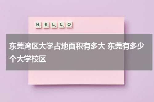 东莞湾区大学占地面积有多大 东莞有多少个大学校区