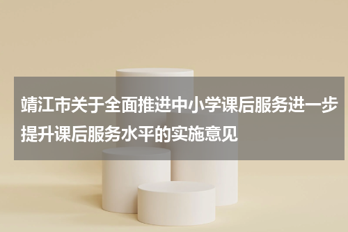 靖江市关于全面推进中小学课后服务进一步提升课后服务水平的实施意见